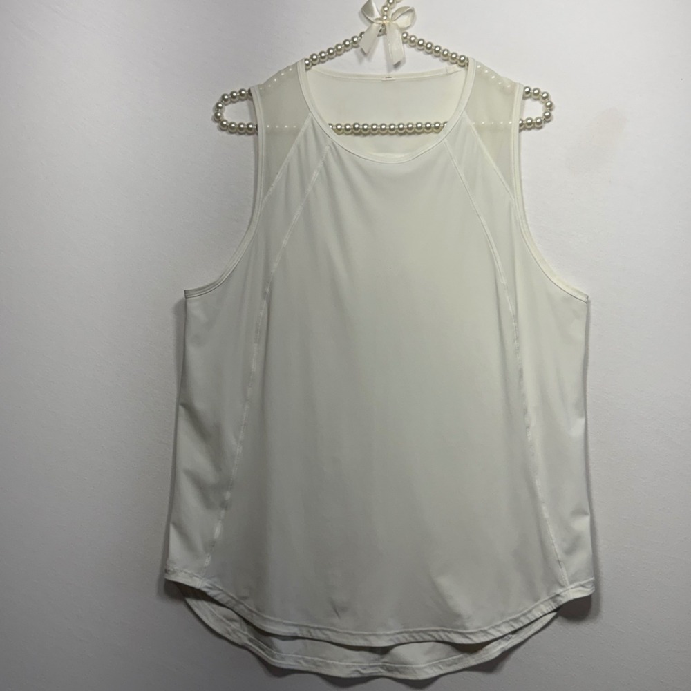 Lululemon Sculpt Tank Top White Mesh Back Sleeveless Activewear Gym, Size 10